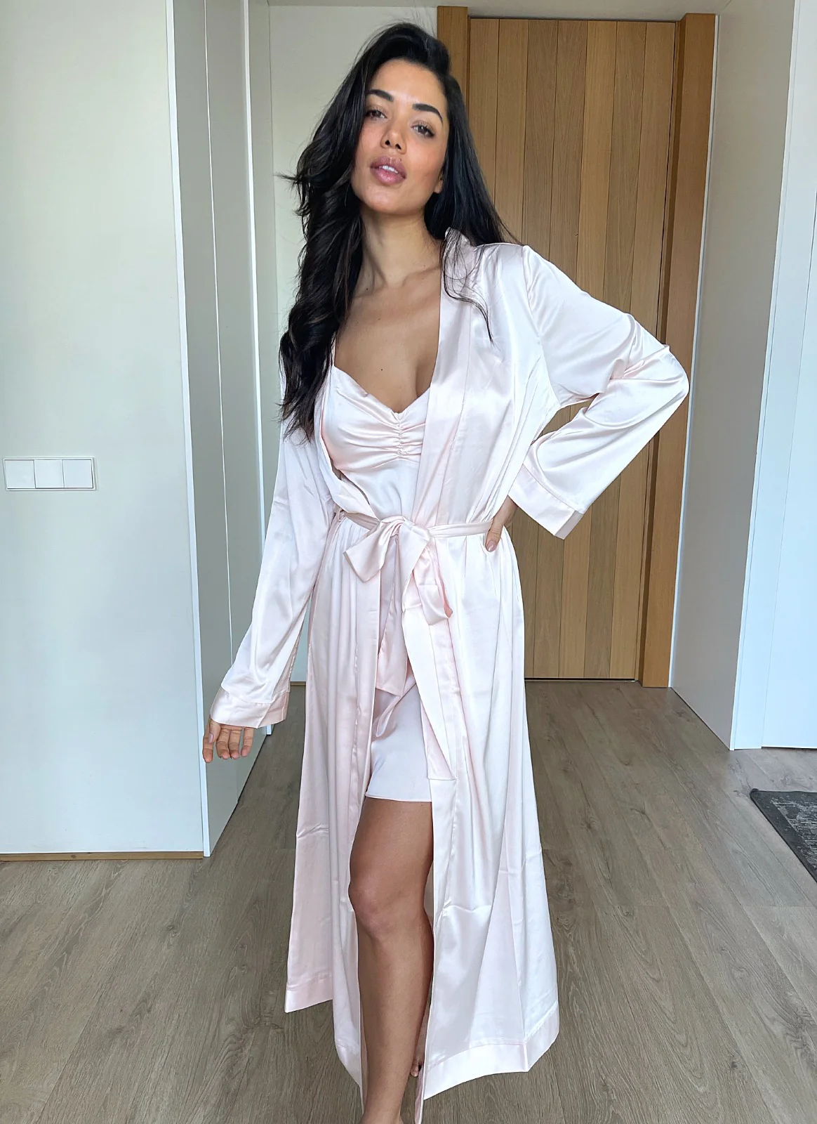 Lucia (Long Dressing Gown) - Pearl Pink - Image 6