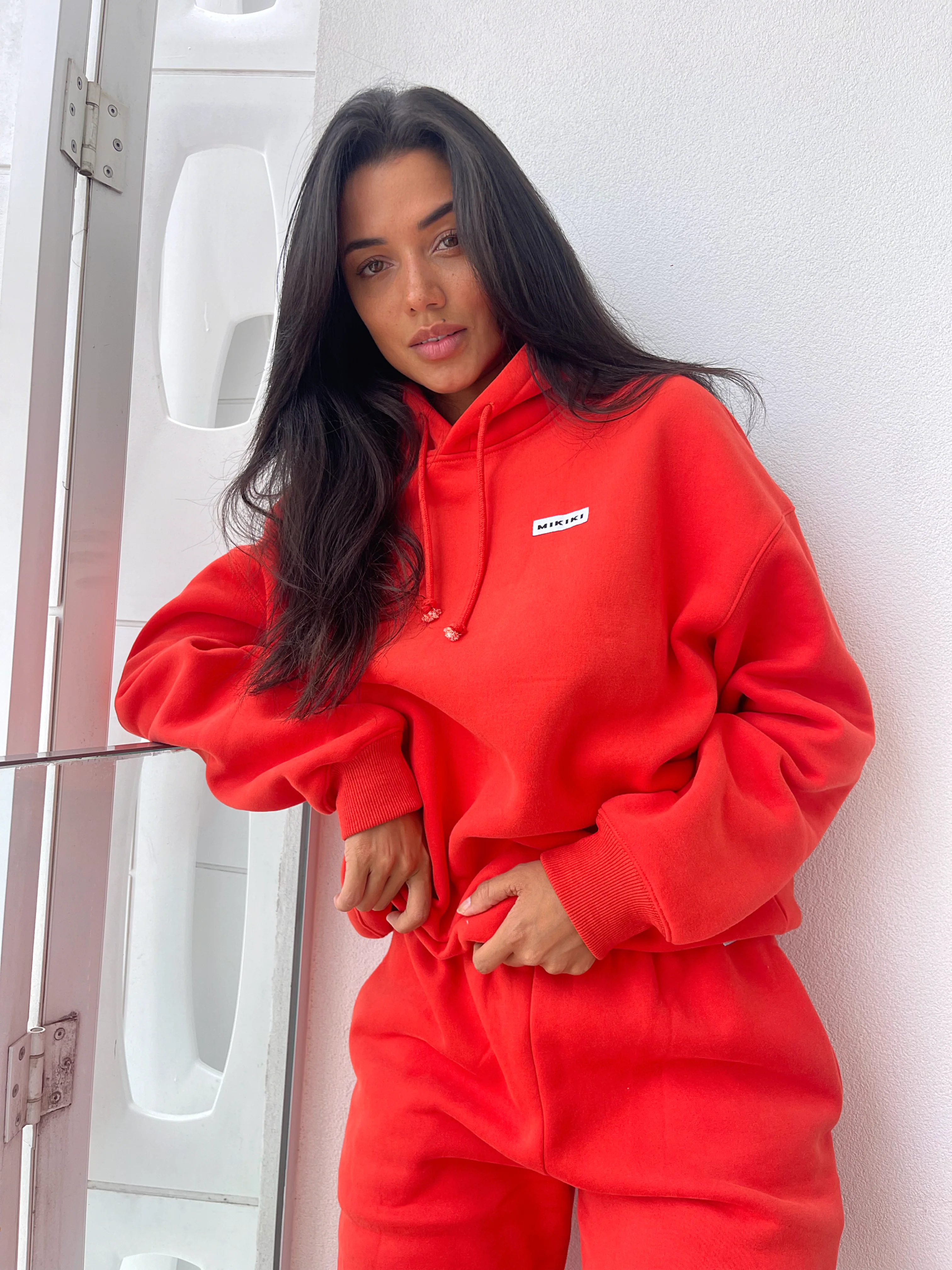 NEW: M I K I K I Label Hoodie - Red - Image 3